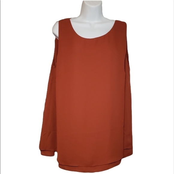 Double layer swing camisole blouse terra-cotta color tank short sleeve - Picture 1 of 7